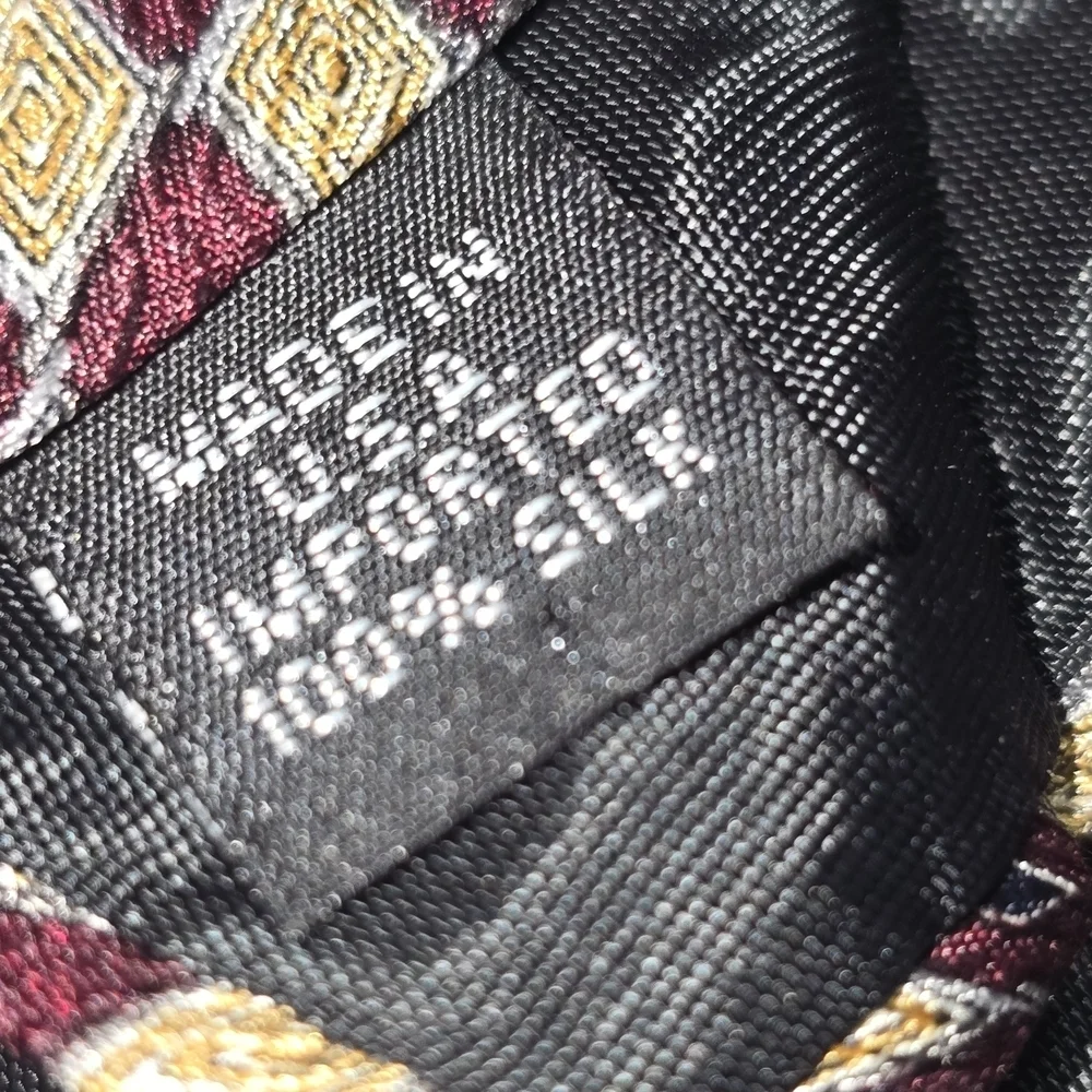 Geoffrey Beene Maroon and Cream Diamond Patterned, Silk